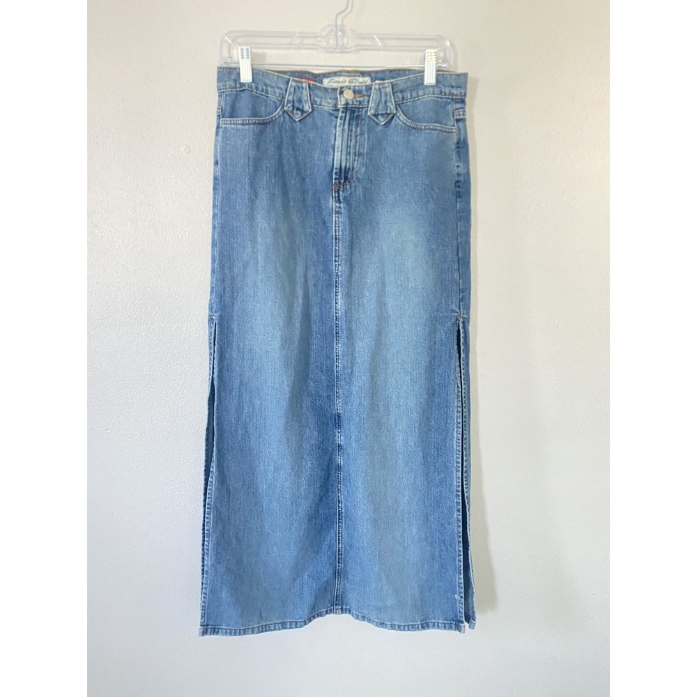 Paris Blues Vintage Denim Y2K Maxi‎ Jean Skirt Sz 5 Medium High Slit 100% Cotton